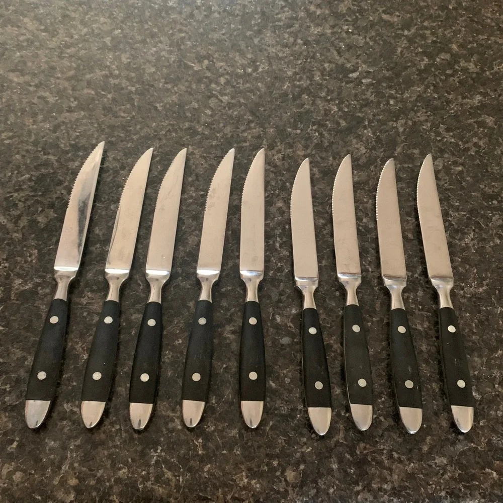Hampton Silversmiths BISTRO BLACK Serrated Butter Knives Lot Set of 9 Stainless
